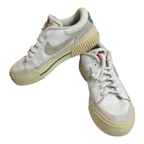 Nike Women’s Court Legacy Lift Sneakers Size 7 White & Green Platform Sneakers - Picture 11 of 16